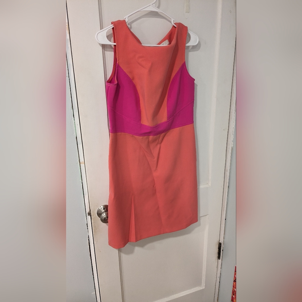 Loft sheath dress, size 8. Pink and orange